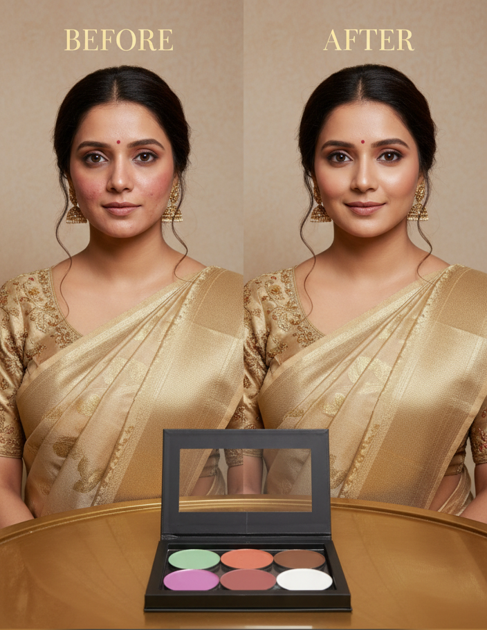 Before and after correction palette results