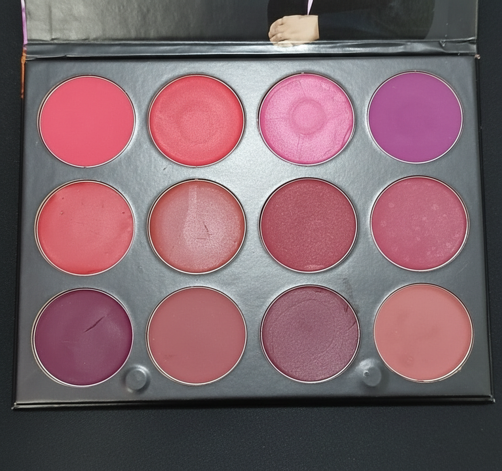 Close-up of all lip palette shades